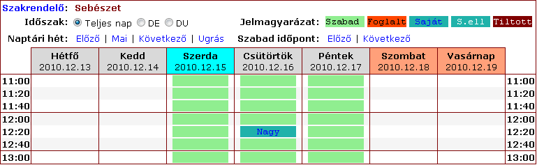 30. ábra Előjegyzés - Naptár